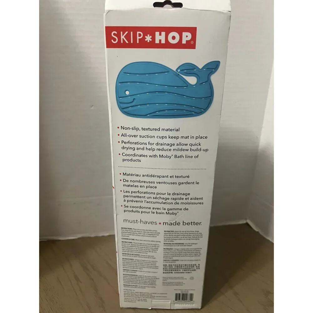 Skip Hop Moby Bathmat Blue Whale Shaped Non-Slip New
